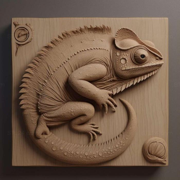 Nature and animals (Chameleon 1, NATURE_5893) 3D models for cnc